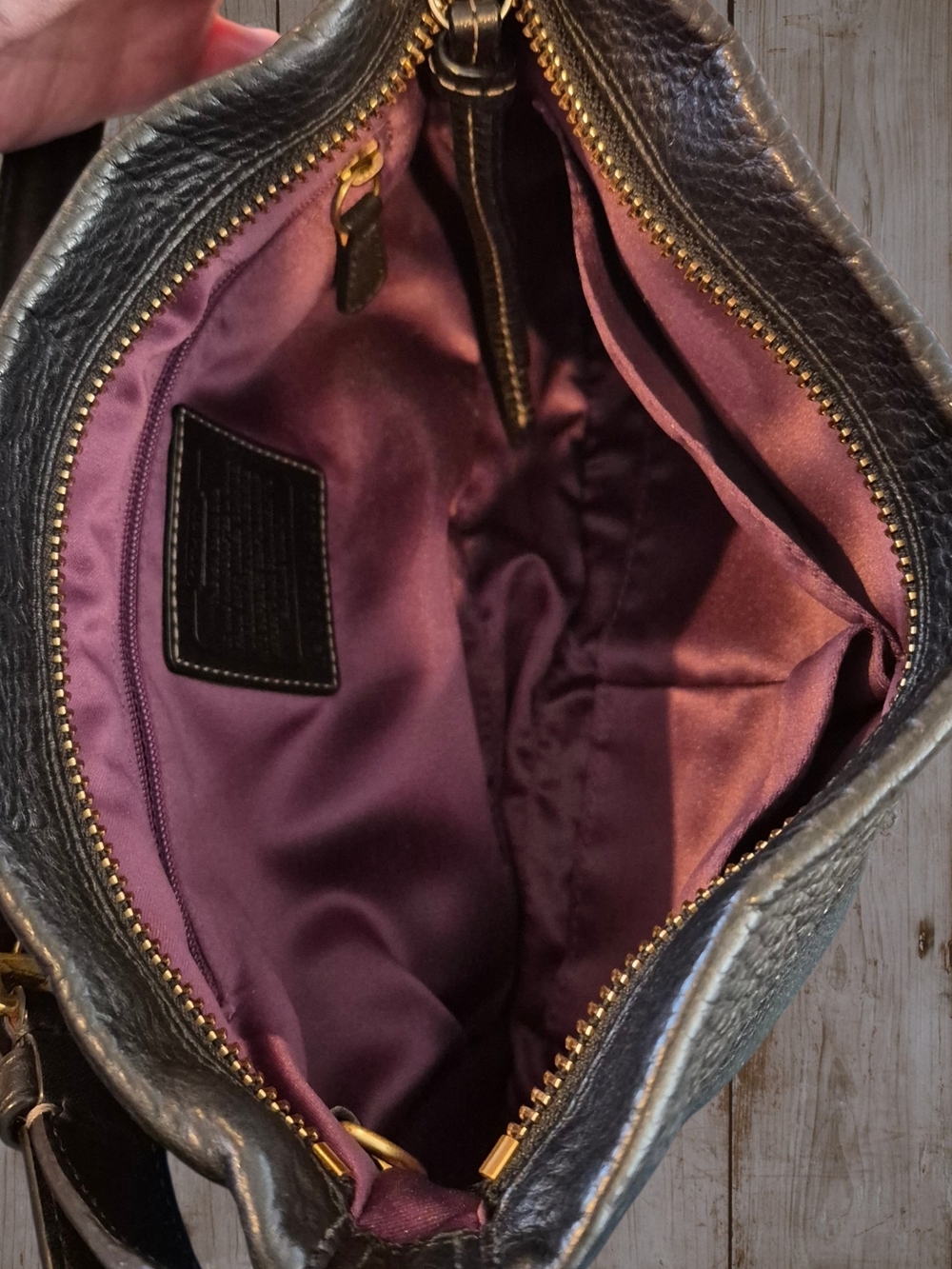 Coach Black Pebbled Leather Hampton Hobo Bag with Gold Hardware - Picture 6 of 8